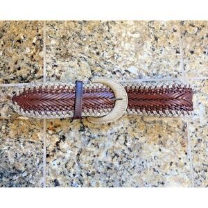 Motif 55 Brown Braided Leather Wide Boho Festival Belt Womens Medium Accessory